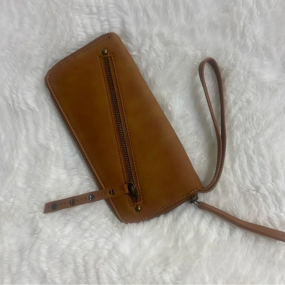 Free People Brown Vegan Leather Wristlet